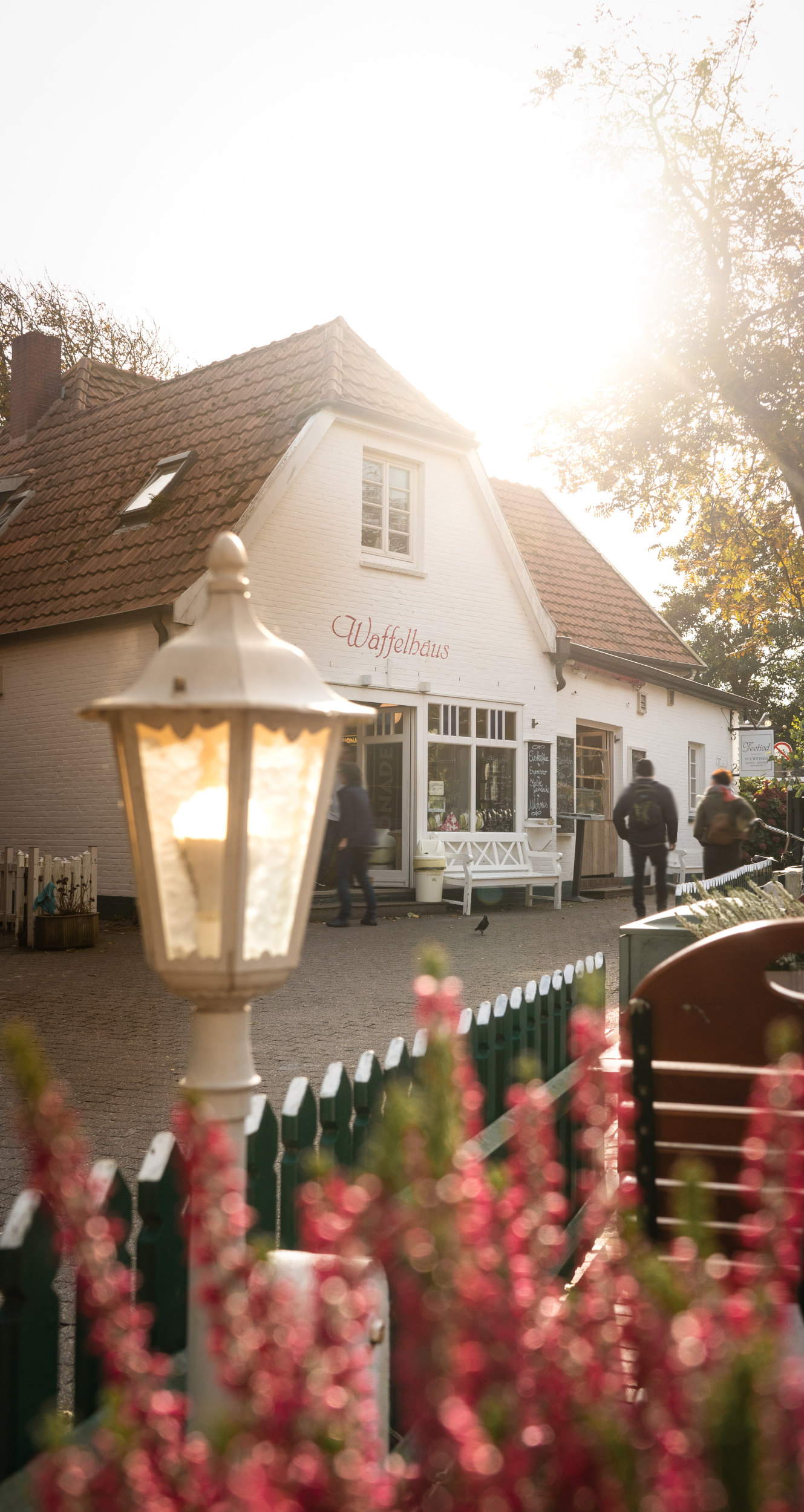 Blick von einer Gastronomie-Terrasse im Herbst auf Spiekeroog